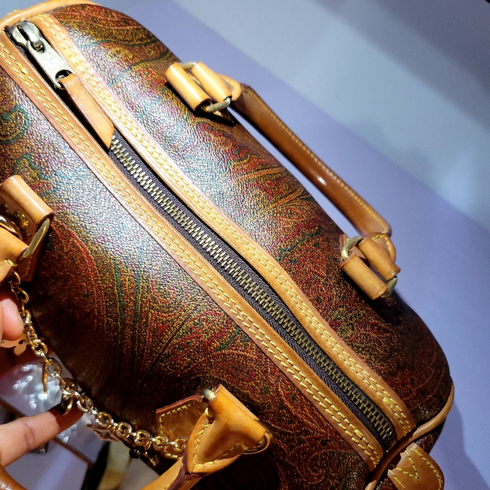 ETRO MILANO Mini Bowling Red Paisley Speedy Bag - Picture 8 of 12